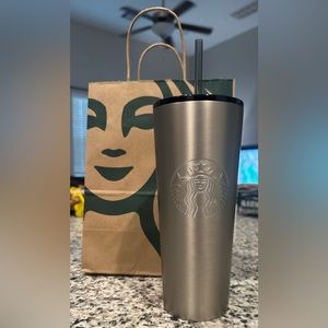 Starbucks 2022 Core Silver Metallic & Black Stainless Steel Venti Tumbler